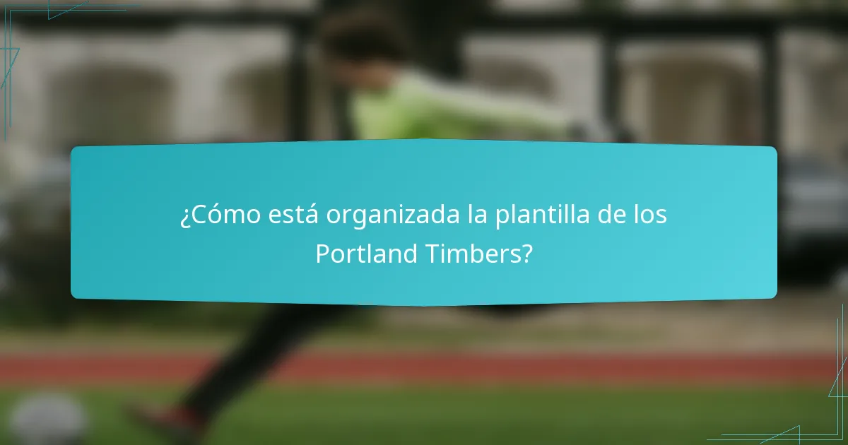 ¿Cómo está organizada la plantilla de los Portland Timbers?