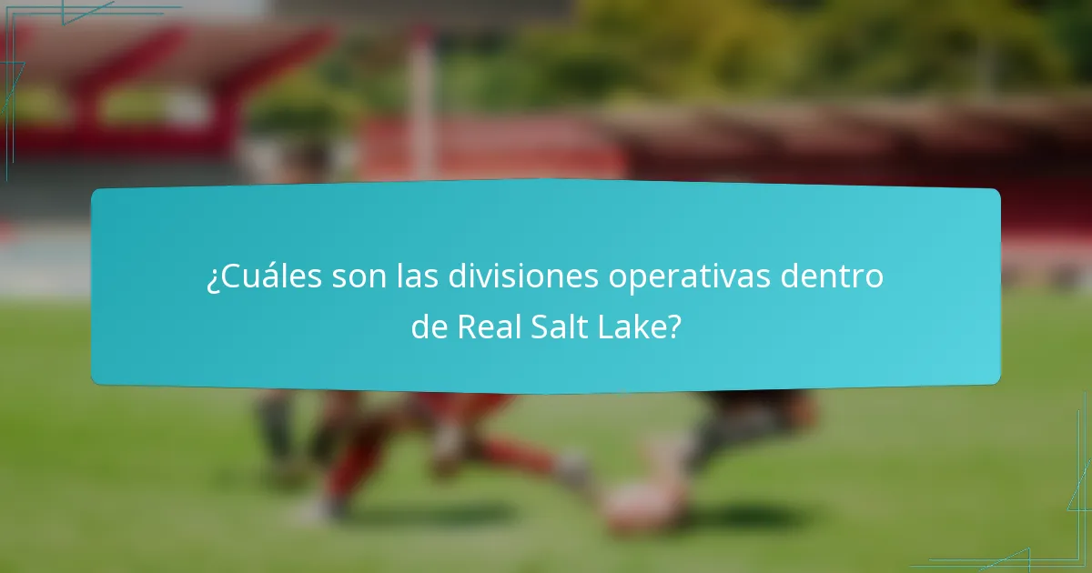 ¿Cuáles son las divisiones operativas dentro de Real Salt Lake?