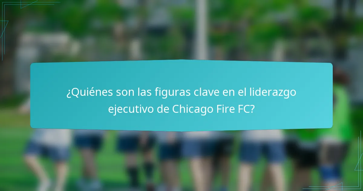 ¿Quiénes son las figuras clave en el liderazgo ejecutivo de Chicago Fire FC?